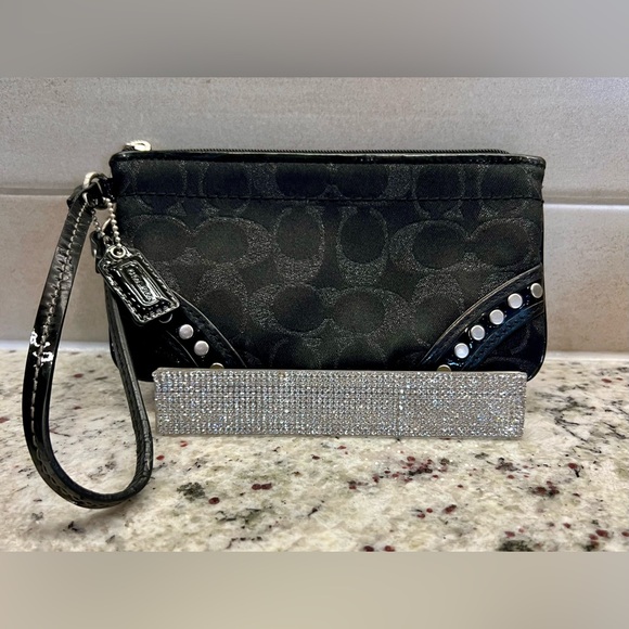 COACH Vintage Signature Studded Wristlet Mini Purse - Picture 1 of 5